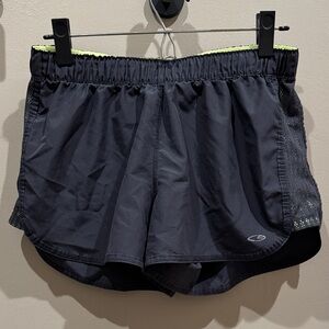 Champion Women's Black and Neon Green Athletic Shorts